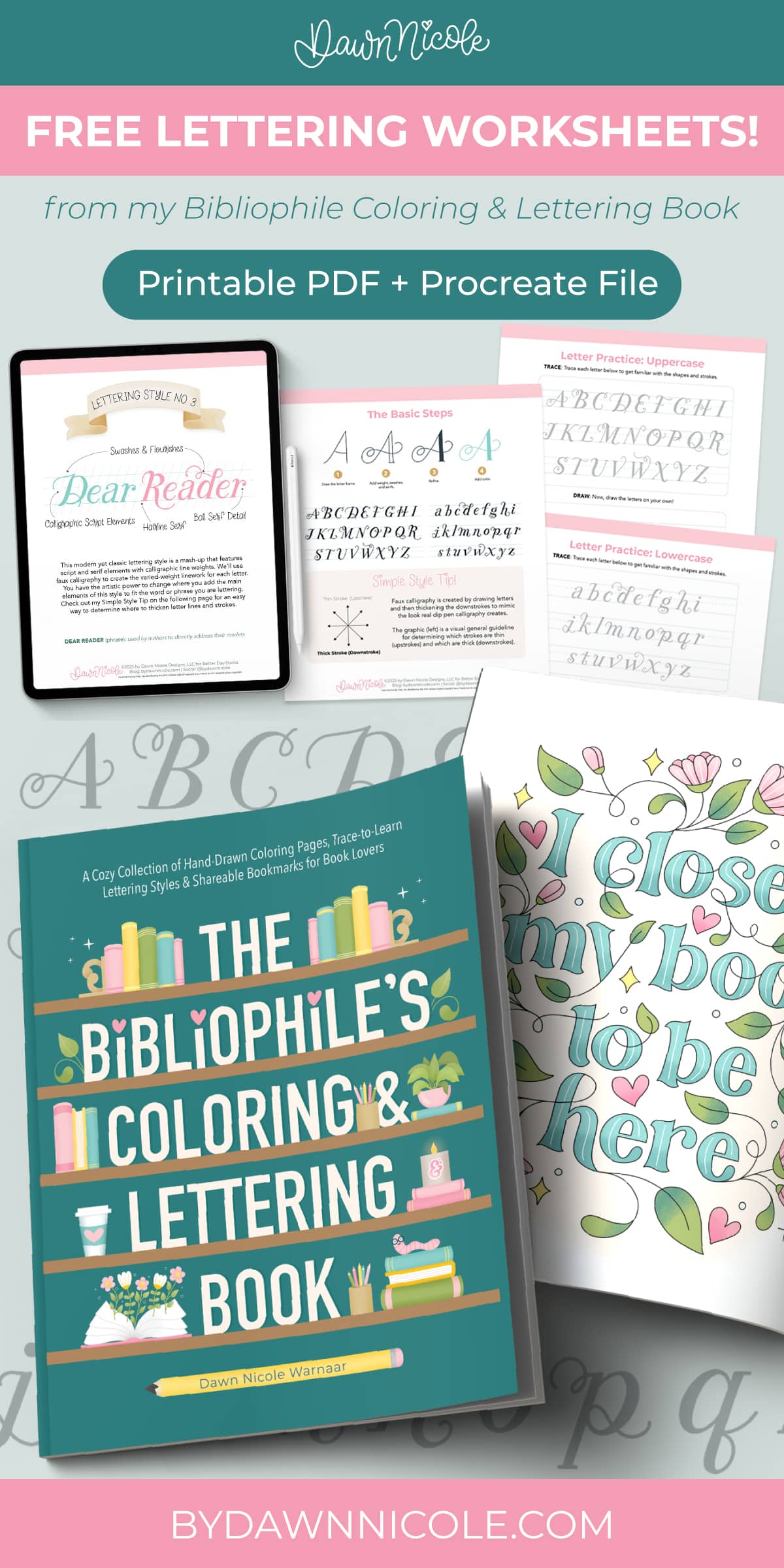 Free Printable Lettering Worksheets. Practice my "Dear Reader" style with these trace-to-learn free printable lettering worksheets!