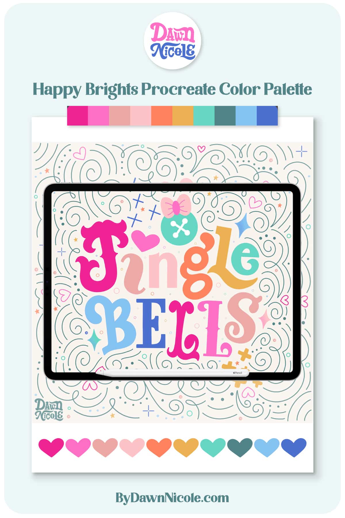 Happy Brights Procreate Color Palette. Download this free Procreate color palette and create something delightfully happy!