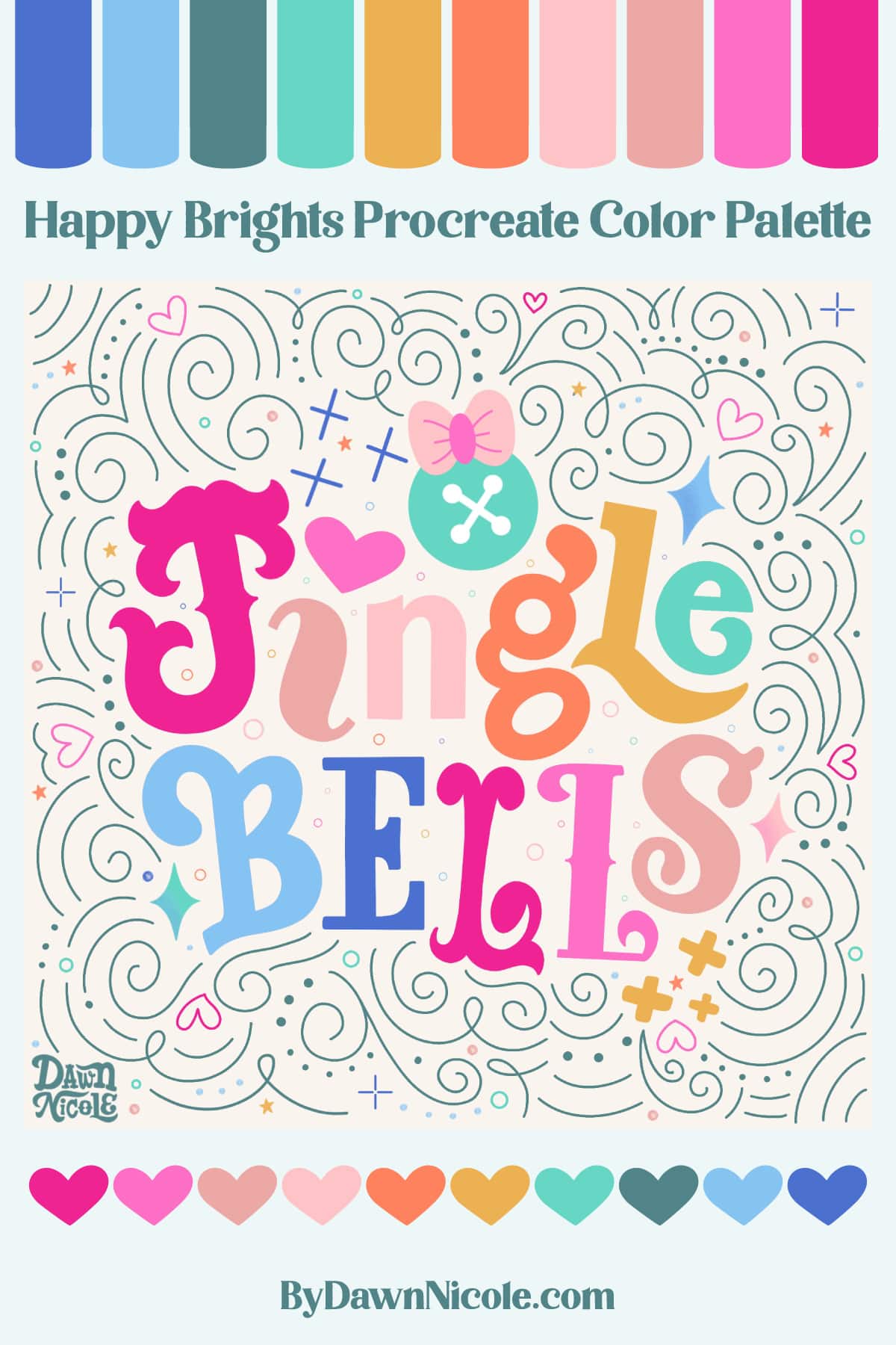 Happy Brights Procreate Color Palette. Download this free Procreate color palette and create something delightfully happy!