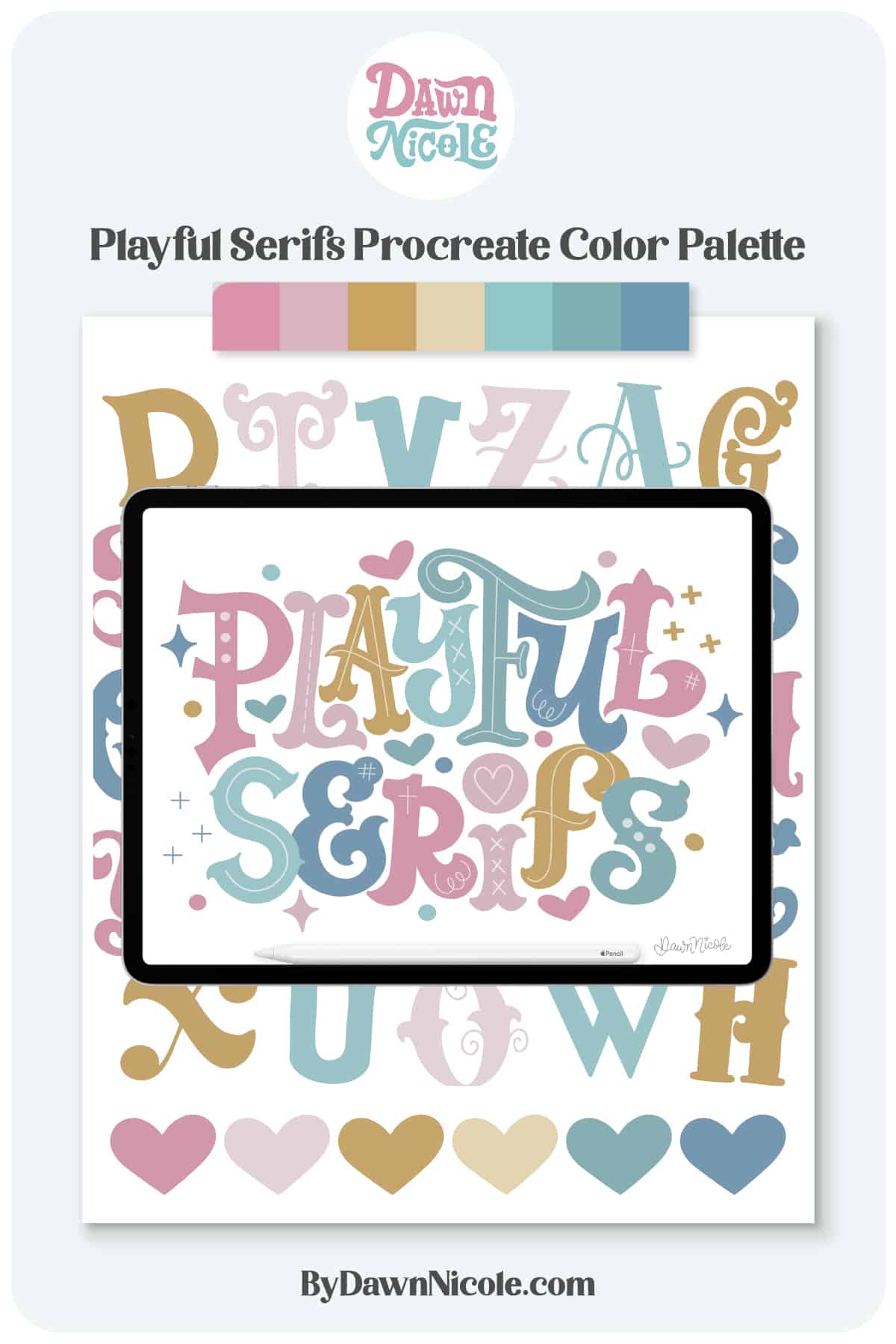 Playful Serifs Procreate Color Palette. Download this free Procreate color palette to inspire your next project!