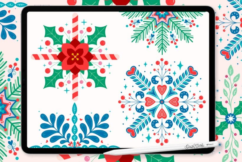 How to Draw Snowflakes. These folksy snowflakes are delightfully charming—and so simple to create in Procreate!