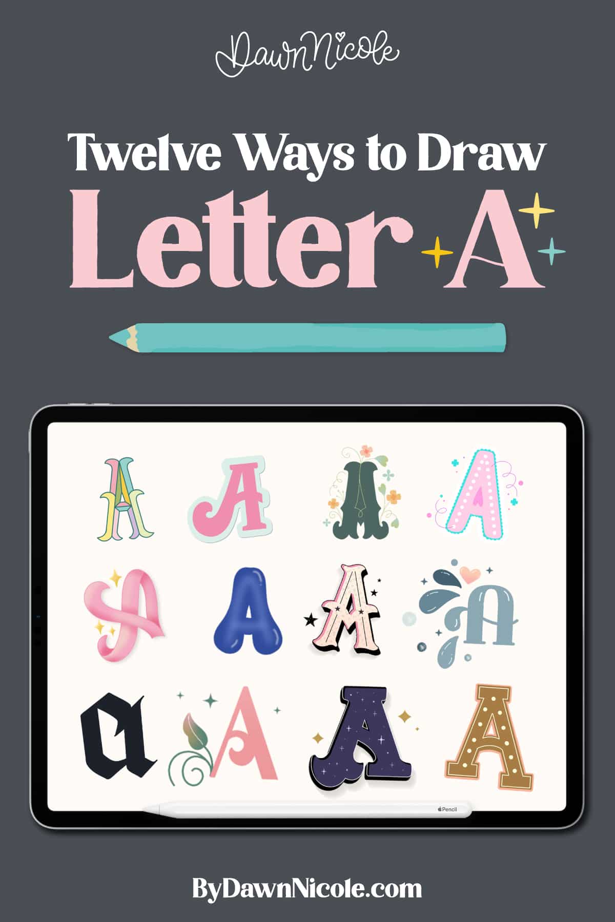 12 Ways to Draw the Letter A. Level up your hand-lettering style with these twelve creative and easy ways to hand-letter the letter A.