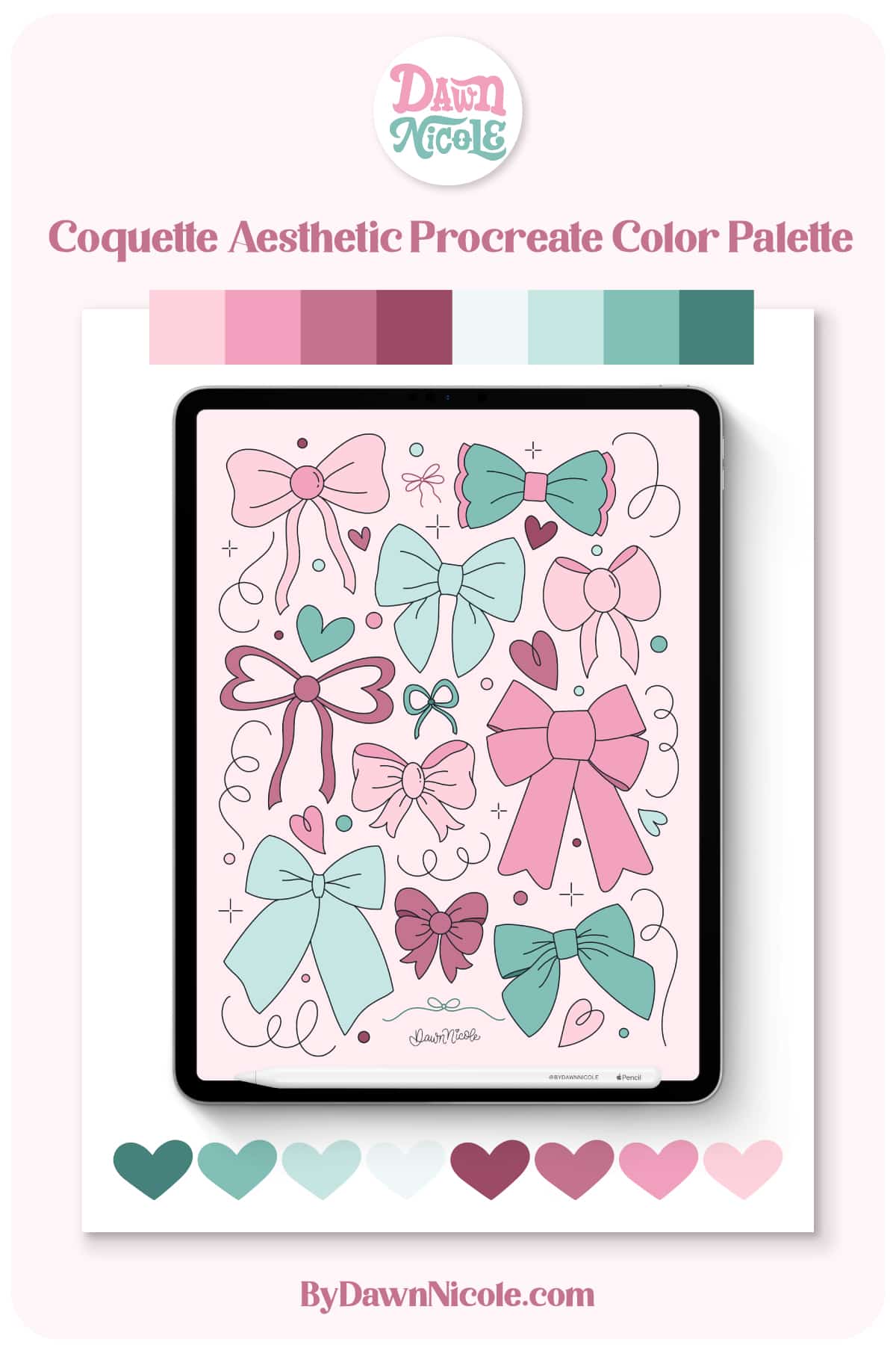 Coquette Aesthetic Procreate Color Palette. Download this free Procreate Color Palette for soft, girly pastel tones in your digital art.