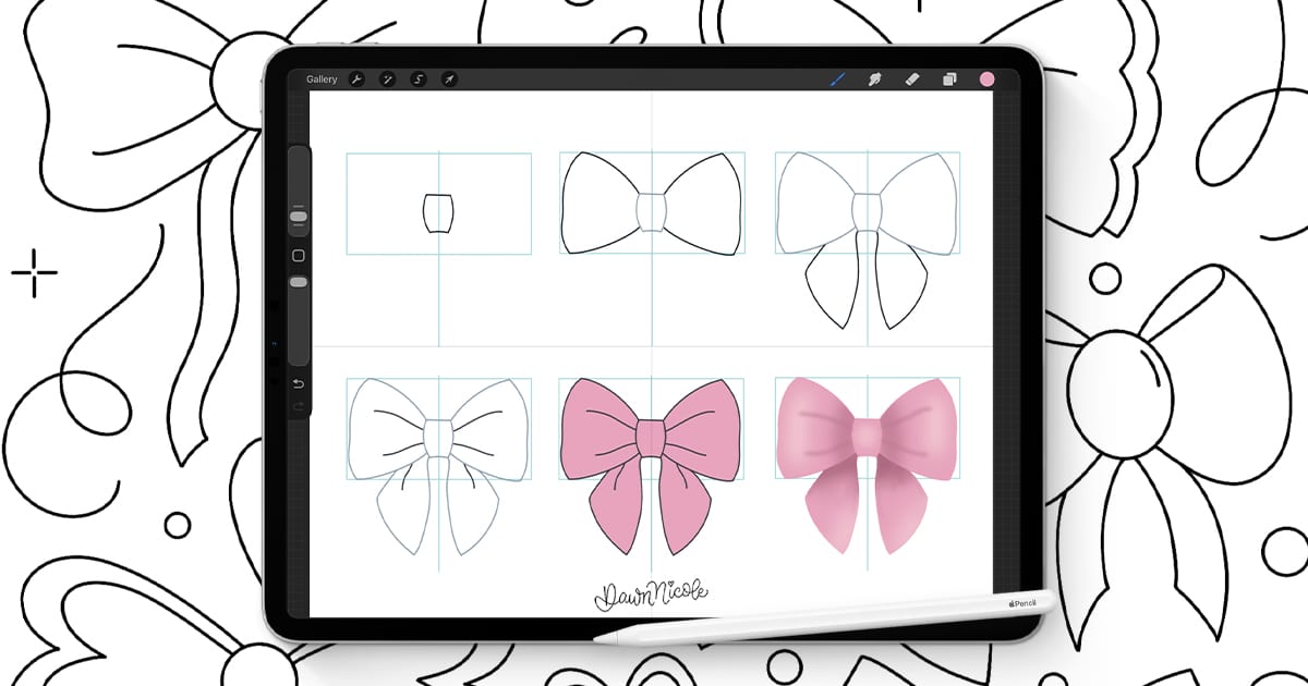 How to Draw Bows in Procreate. Learn ten cute ways to draw bows in my video tutorial. Plus, download a free practice workbook!