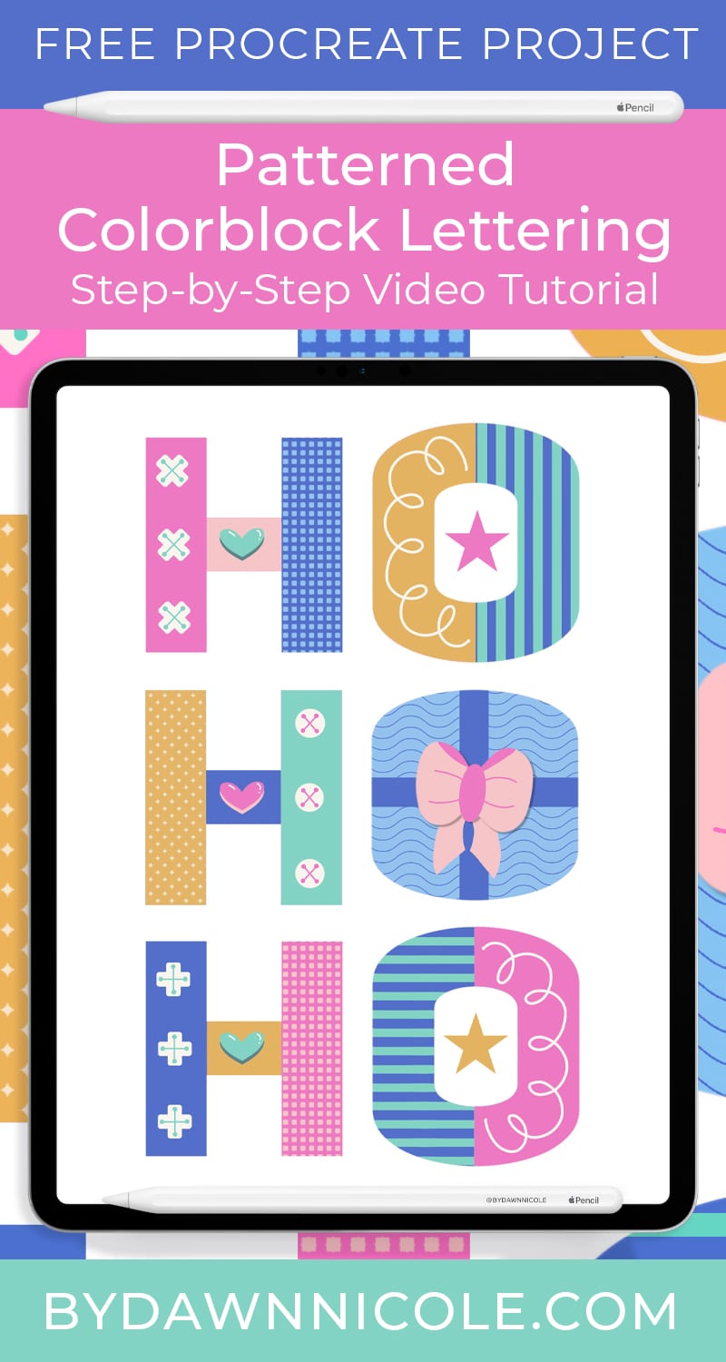 Patterned Colorblock Lettering Procreate Tutorial. Follow along with my step-by-step video to learn how to create this fun lettering style.