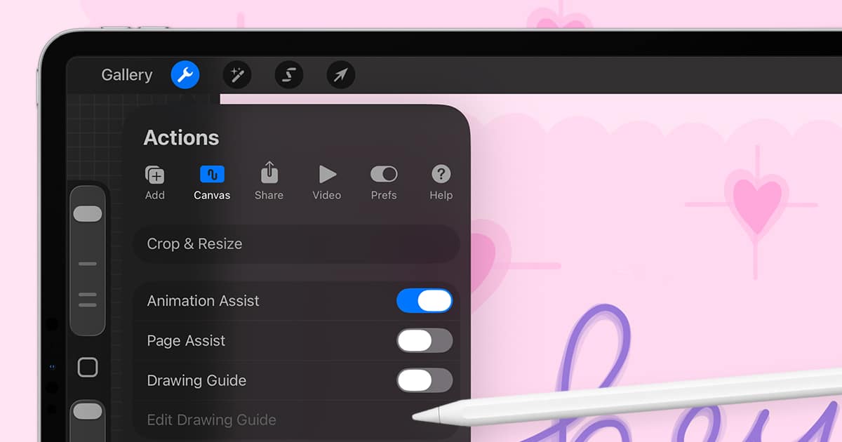 Easy Dual-Action Procreate Animation. Learn how to animate dancing lettering and bursting hearts with this easy dual-action Procreate animation tutorial!