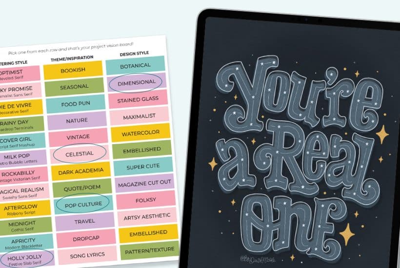 Printable Lettering Idea Generator. Feeling stuck on what to letter next? Turn creative blocks into bold ideas with this printable lettering prompt matrix!