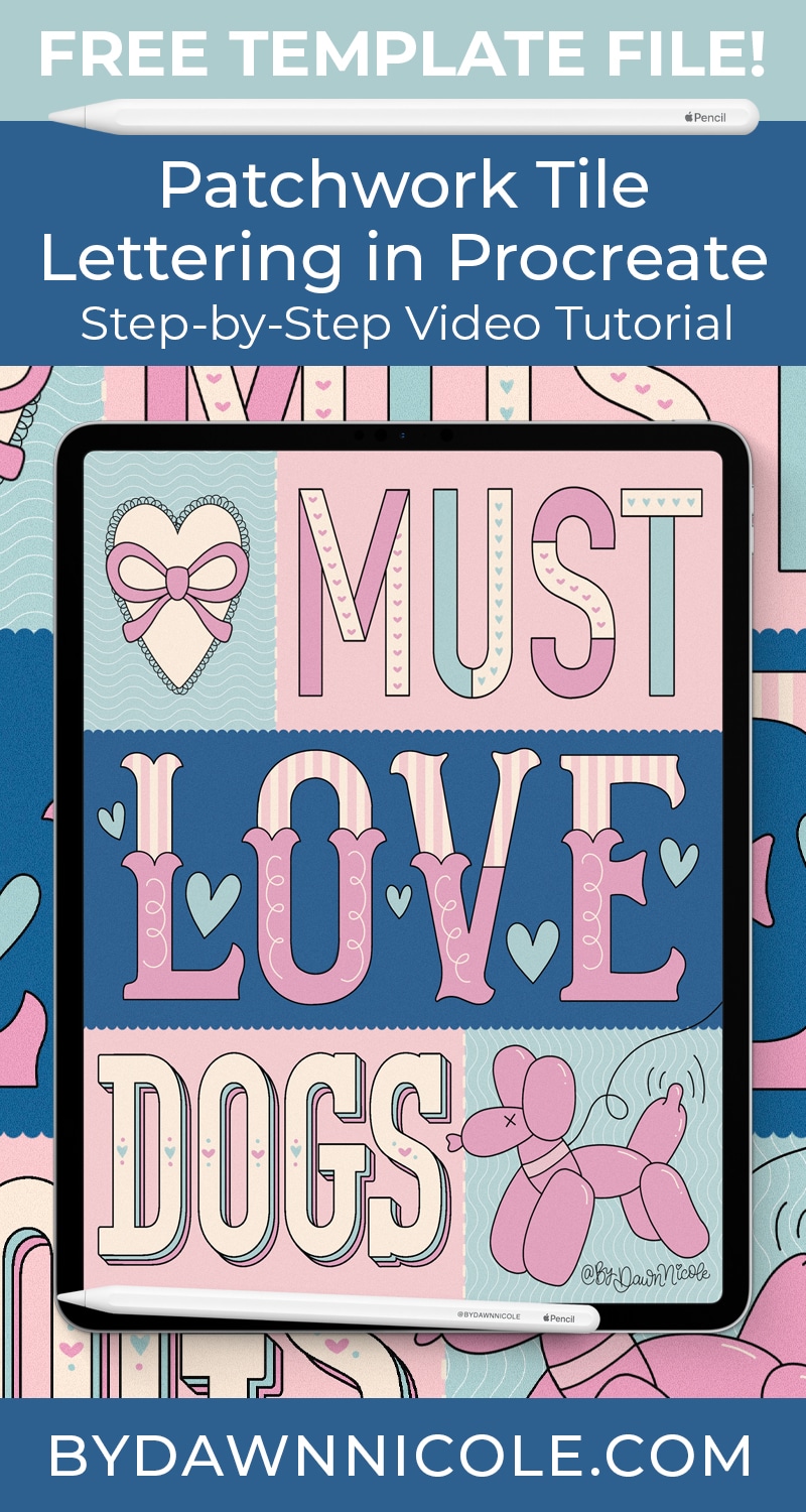 Patchwork Tile Lettering in Procreate. Create cute Patchwork Tile Lettering in Procreate with a bold colorblock layout. Follow this easy tutorial to design retro-style lettering.
