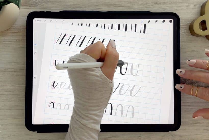 Free Calligraphy Practice Sheets with Procreate Video Tutorial. Start your modern calligraphy journey on the iPad with free practice sheets and a step-by-step Procreate video for beginners.