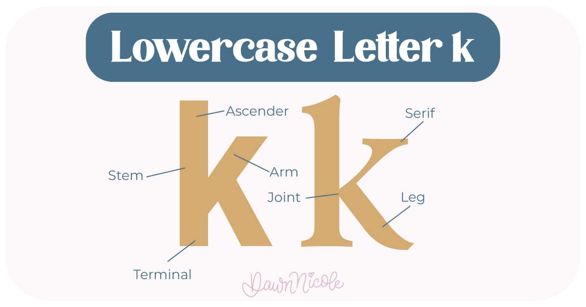 Anatomy of the Letter K. Learn the anatomy of the letter K, including uppercase and lowercase structures, key parts, and tips to improve your lettering!