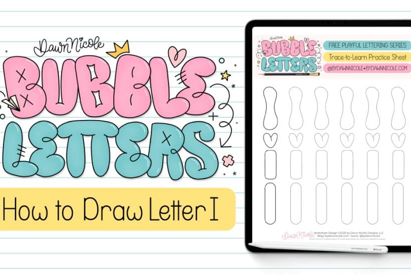Bubble Letter I (Tutorial + Free Practice Sheet!). Learn how to draw a bubble letter I three ways, plus download a free printable practice sheet to trace and color!