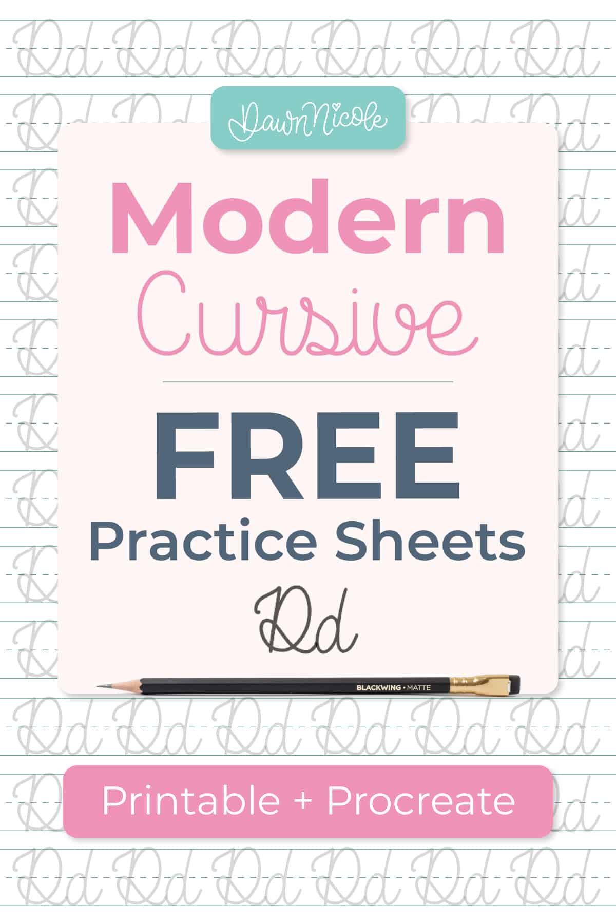 Cursive D: Free Practice Sheets. Download free printable cursive trace-to-learn worksheets with practice lines to improve your cursive handwriting and letter formation.