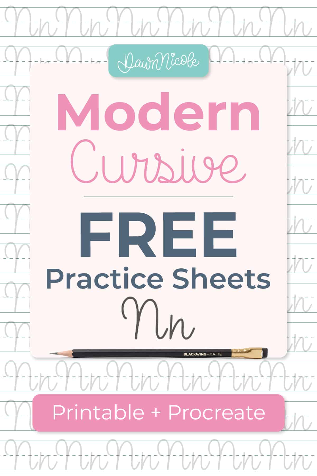 Cursive N: Free Practice Sheets. Download free printable cursive trace-to-learn worksheets with practice lines to improve your cursive handwriting and letter formation.