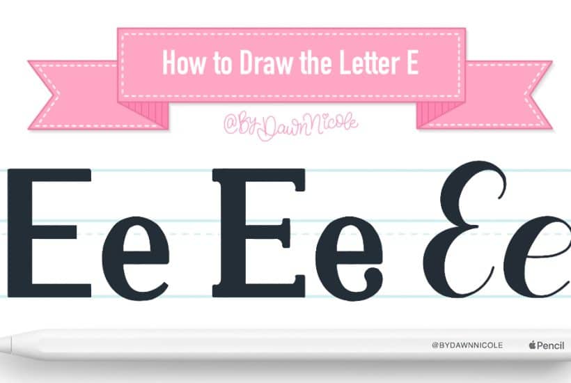 How to Draw the Letter E in 3 Lettering Styles (Free Practice Sheet!). Learn how to draw the letter E in sans serif, serif, and script styles in Procreate — includes a free practice worksheet.