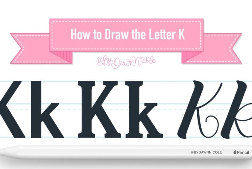 How to Draw the Letter K in 3 Lettering Styles (Free Practice Sheet!). Learn how to draw the letter K in sans serif, serif, and script styles in Procreate — includes a free practice worksheet.