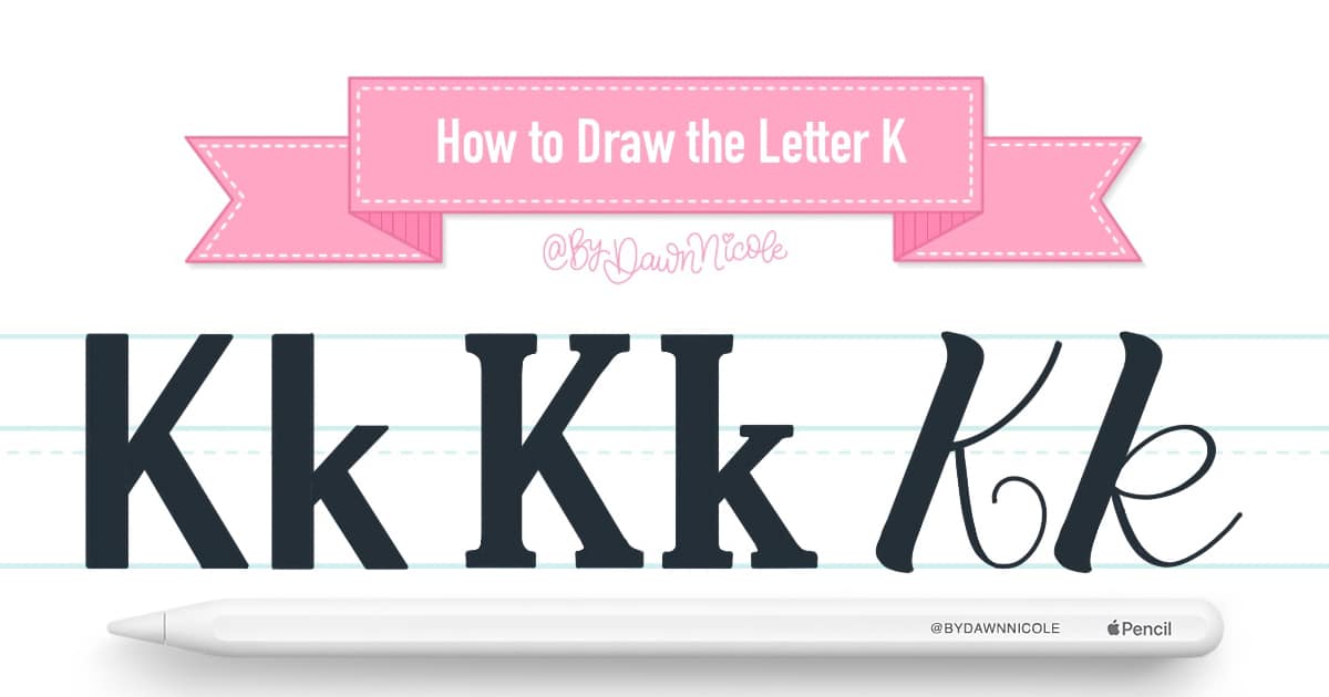 How to Draw the Letter K in 3 Lettering Styles (Free Practice Sheet!). Learn how to draw the letter K in sans serif, serif, and script styles in Procreate — includes a free practice worksheet.