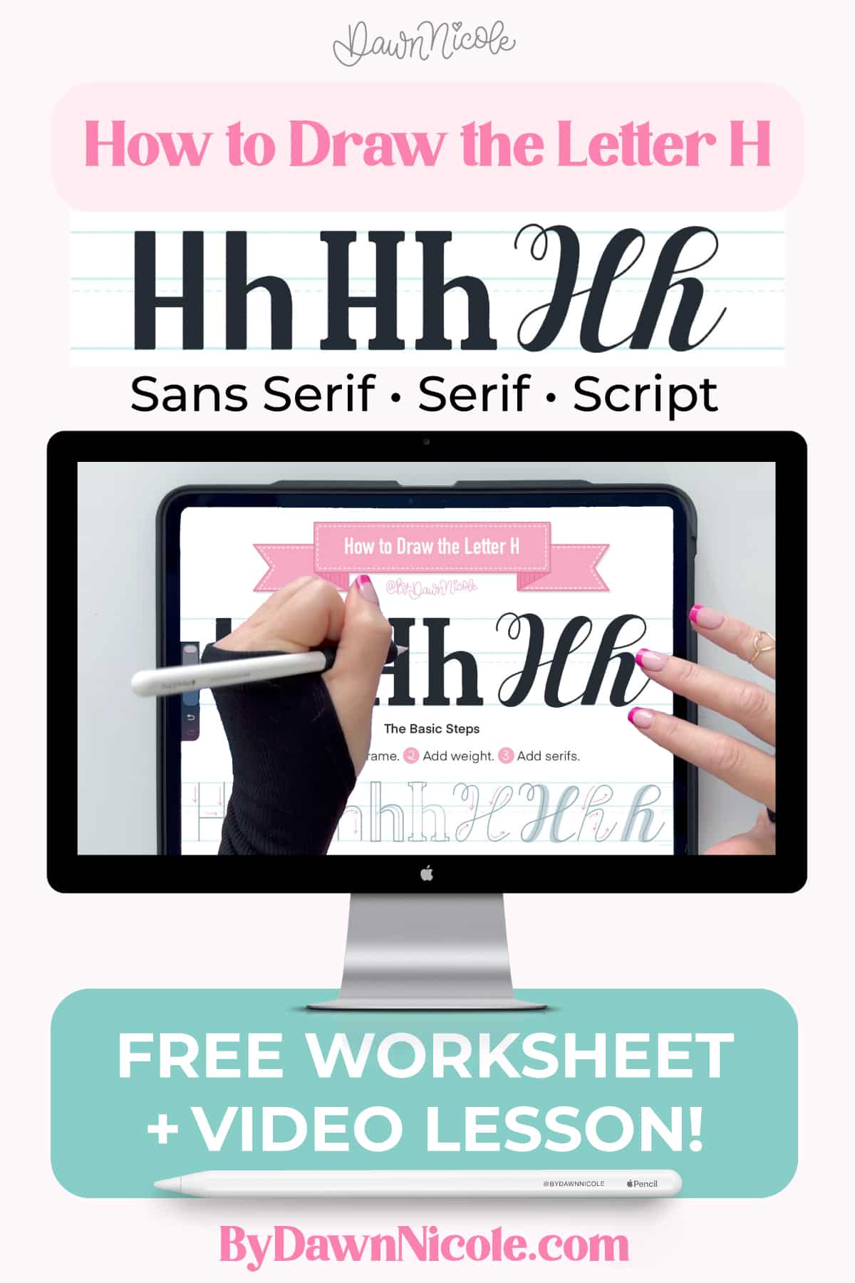 How to Draw the Letter H in 3 Lettering Styles (Free Practice Sheet!). Learn how to draw the letter H in sans serif, serif, and script styles in Procreate — includes a free practice worksheet.