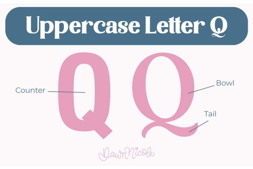 Learn the anatomy of the letter Q, including uppercase and lowercase structures, key parts, and tips to improve your lettering!
