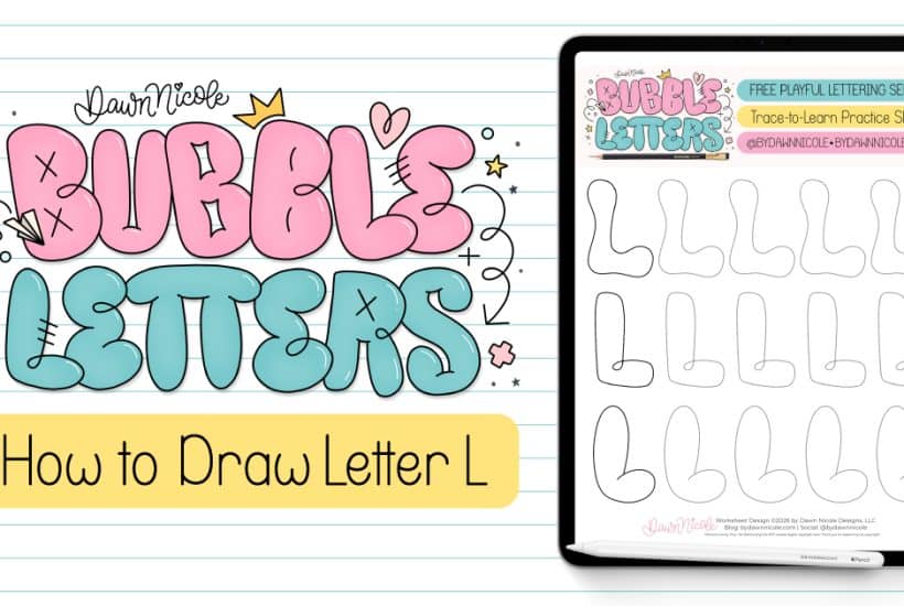 Bubble Letter L (Tutorial + Free Practice Sheet!). Learn how to draw a bubble letter L three ways, plus download a free printable practice sheet to trace and color!