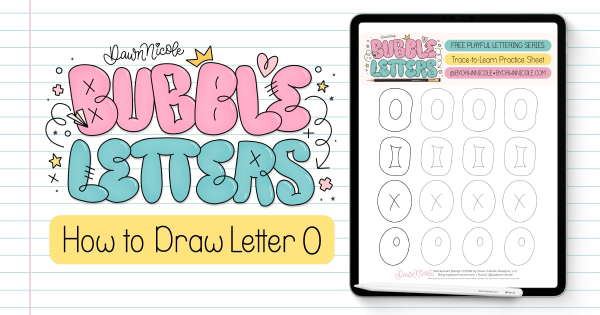 Bubble Letter O (Tutorial + Free Practice Sheet!). Learn how to draw a bubble letter O in four ways, plus download a free printable practice sheet to trace and color!