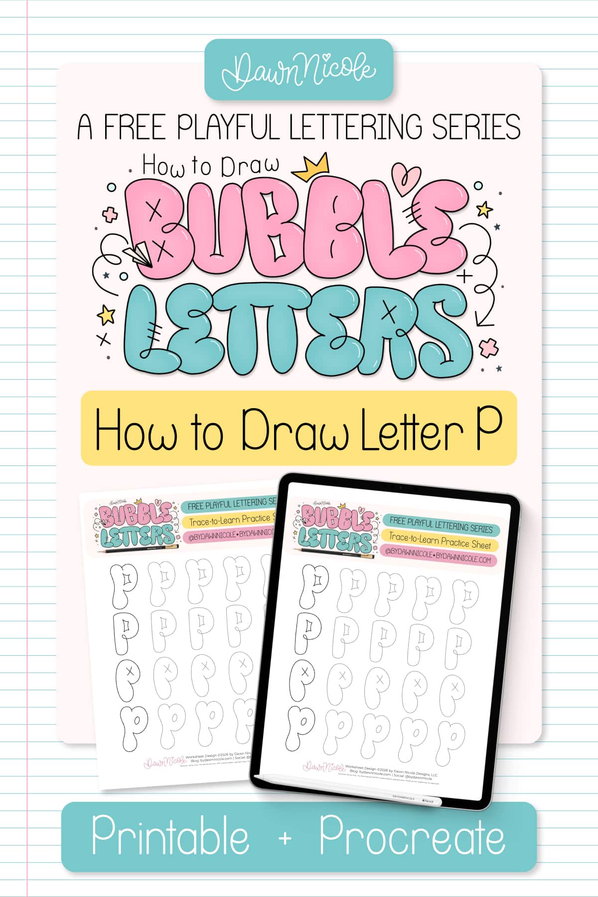 Bubble Letter P (Tutorial + Free Practice Sheet!). Learn how to draw a bubble letter P in four ways, plus download a free printable practice sheet to trace and color!