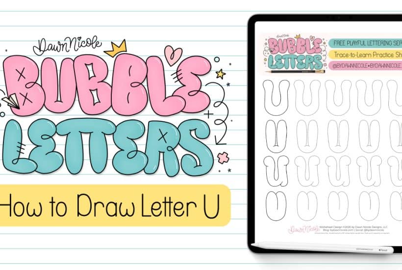 Bubble Letter U (Tutorial + Free Practice Sheet!). Learn how to draw a bubble letter U in four ways, plus download a free printable practice sheet to trace and color!