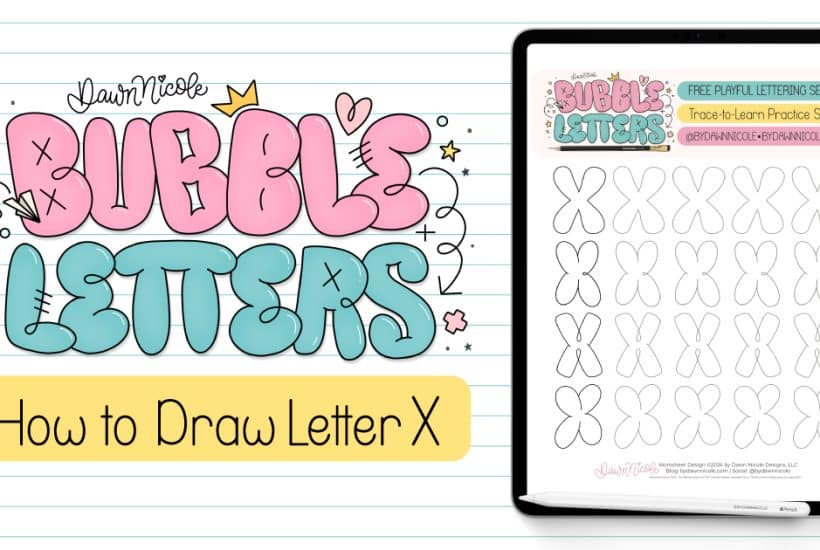 Learn how to draw a bubble letter X in four ways, plus download a free printable practice sheet to trace and color!