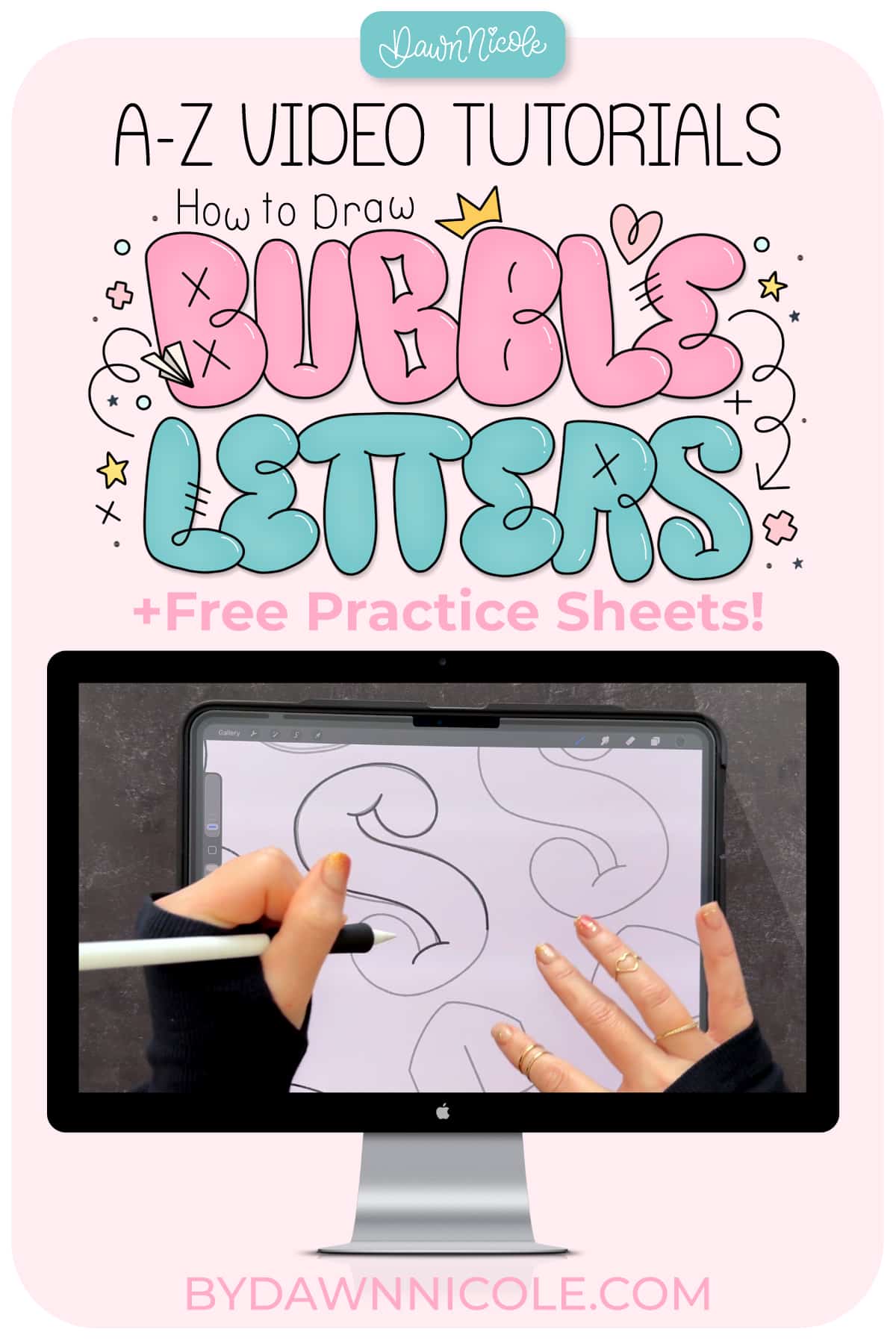 Learn bubble lettering from A to Z with this playful alphabet guide. Includes free worksheets and step-by-step tutorials for every letter.