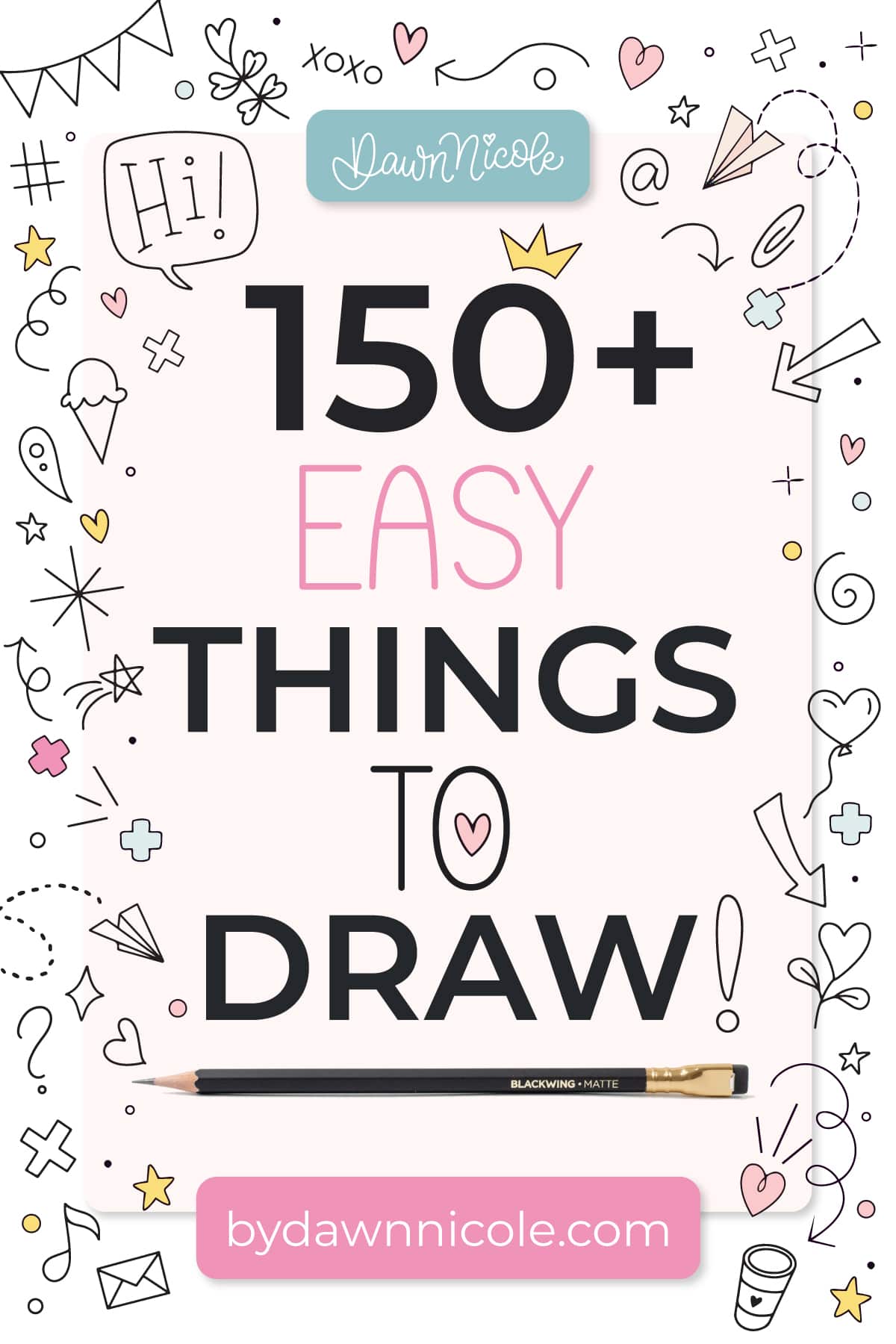 Looking for easy things to draw? This list of 150+ drawing ideas includes letters, flowers, bookish doodles, seasonal sketches, and more!