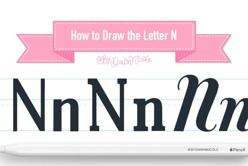 How to Draw the Letter N in 3 Lettering Styles (Free Practice Sheet!). Learn how to draw the letter N in sans serif, serif, and script styles in Procreate — includes a free practice worksheet.