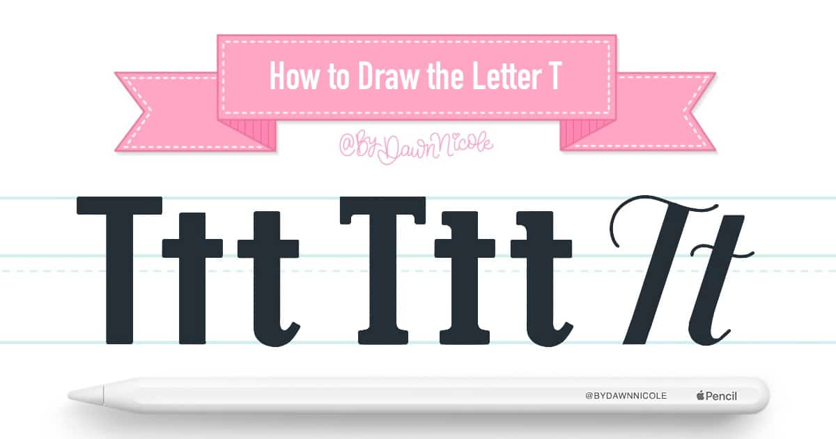 How to Draw the Letter T in 3 Lettering Styles (Free Practice Sheet!). Learn how to draw the letter T in sans serif, serif, and script styles in Procreate — includes a free practice worksheet.