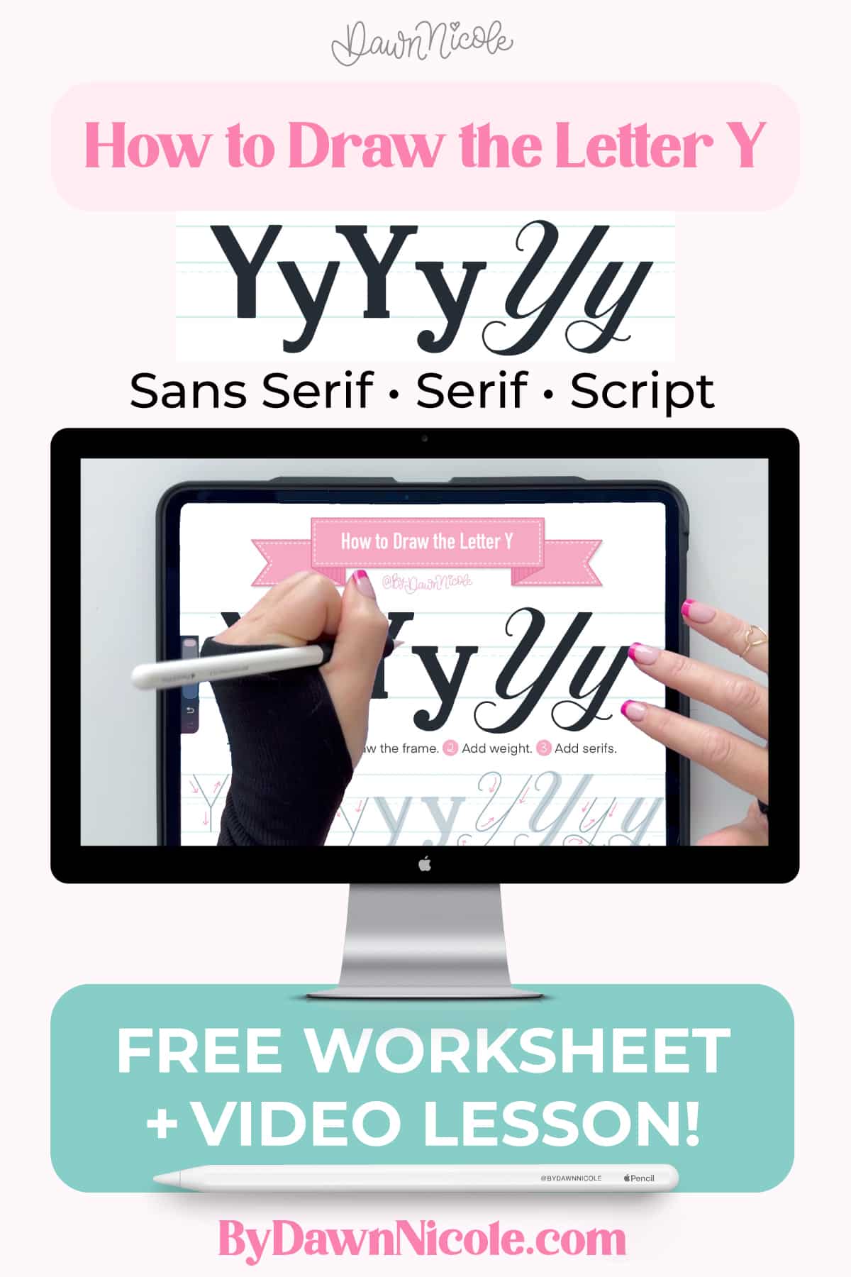 How to Draw the Letter Y in 3 Lettering Styles (Free Practice Sheet!). Learn how to draw the letter Y in sans serif, serif, and script styles in Procreate — includes a free practice worksheet.