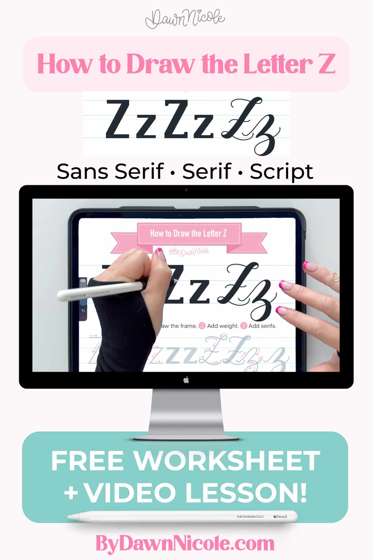 How to Draw the Letter Z in 3 Lettering Styles (Free Practice Sheet!). Learn how to draw the letter Z in sans serif, serif, and script styles in Procreate — includes a free practice worksheet.