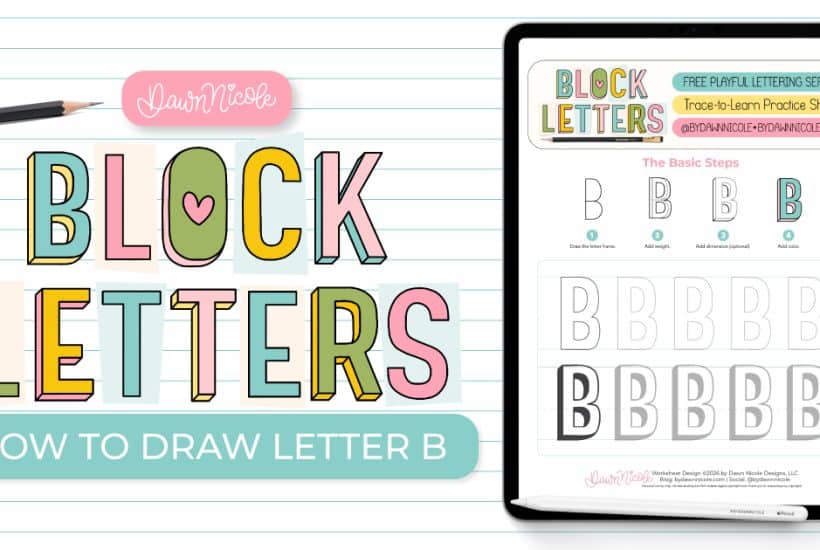 Learn how to draw the block letter B with a step-by-step tutorial. Plus, grab a free practice worksheet!