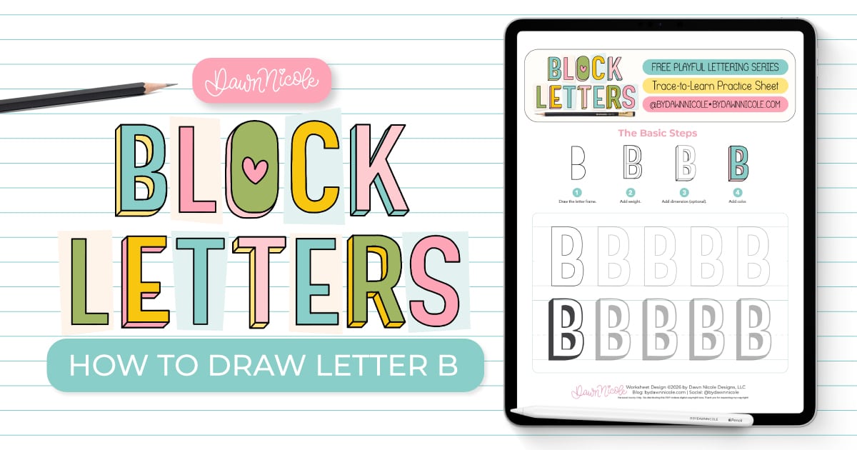 Learn how to draw the block letter B with a step-by-step tutorial. Plus, grab a free practice worksheet!