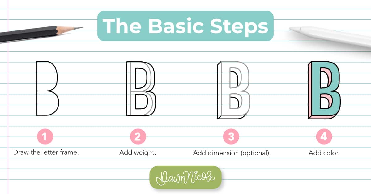 Learn how to draw the block letter B with a step-by-step tutorial. Plus, grab a free practice worksheet!
