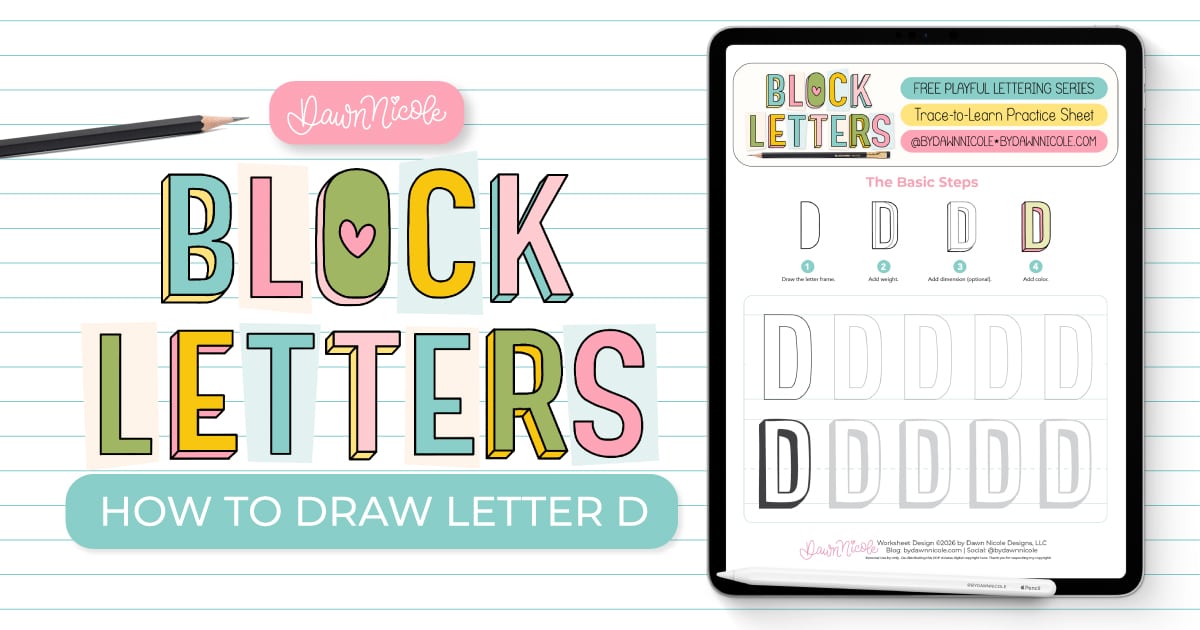 Learn how to draw the block letter D with a step-by-step tutorial. Plus, grab a free practice worksheet!