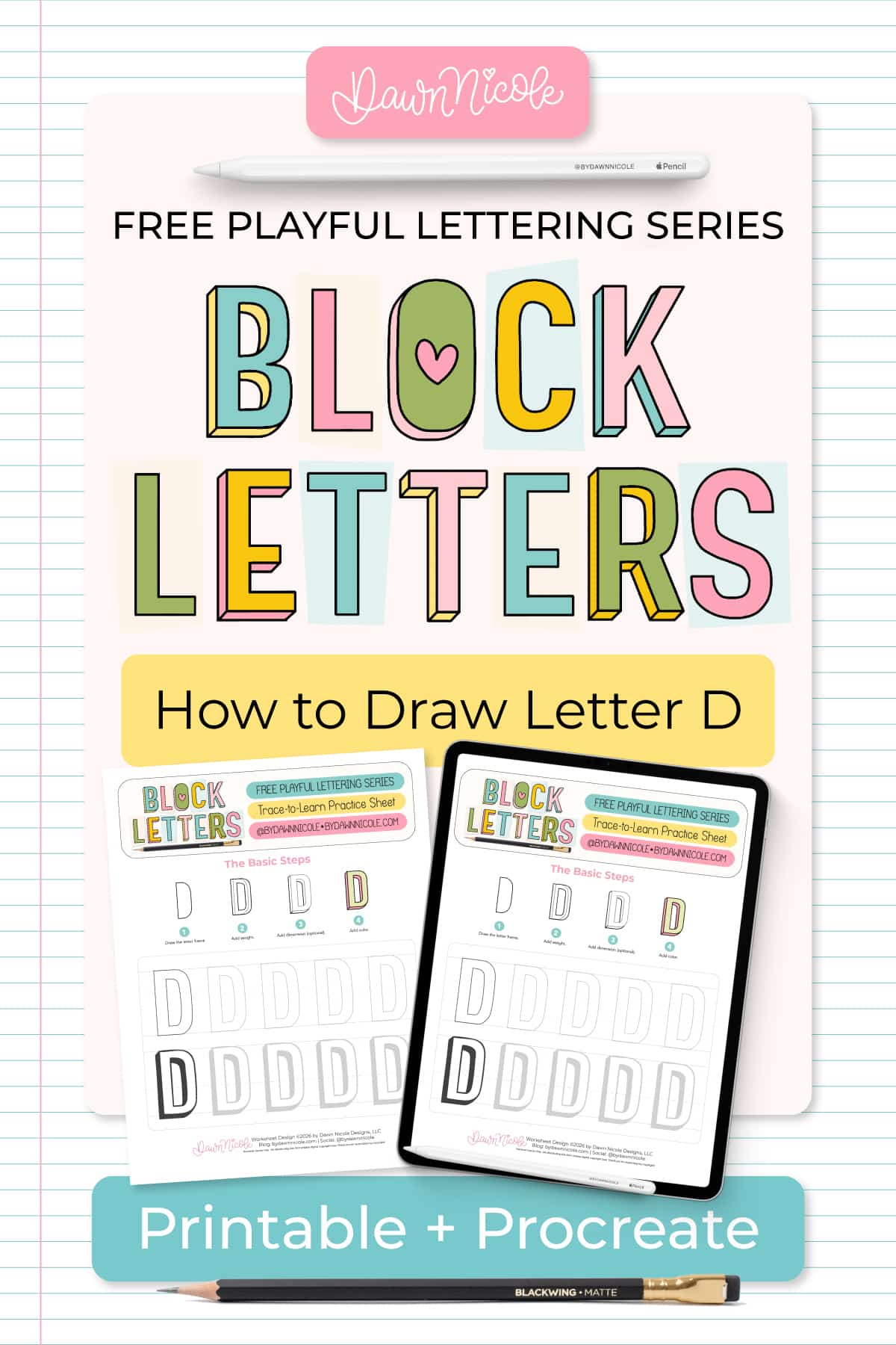 Learn how to draw the block letter D with a step-by-step tutorial. Plus, grab a free practice worksheet!