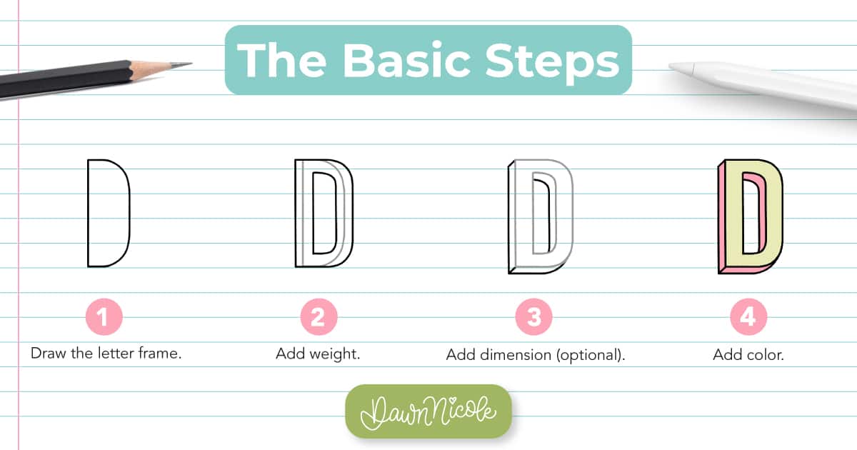 Learn how to draw the block letter D with a step-by-step tutorial. Plus, grab a free practice worksheet!