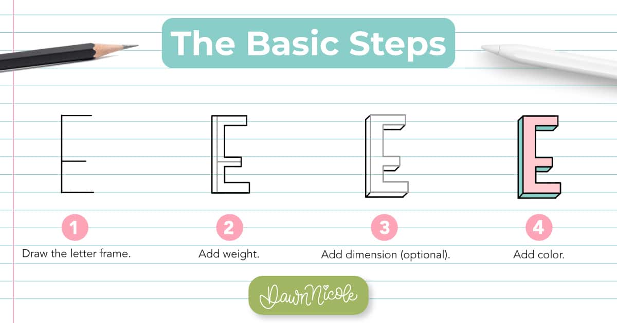 Learn how to draw the block letter E with a step-by-step tutorial. Plus, grab a free practice worksheet!