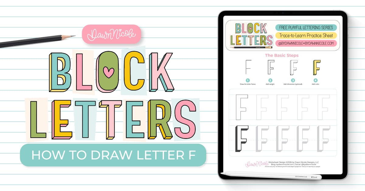 Learn how to draw the block letter F with a step-by-step tutorial. Plus, grab a free practice worksheet!
