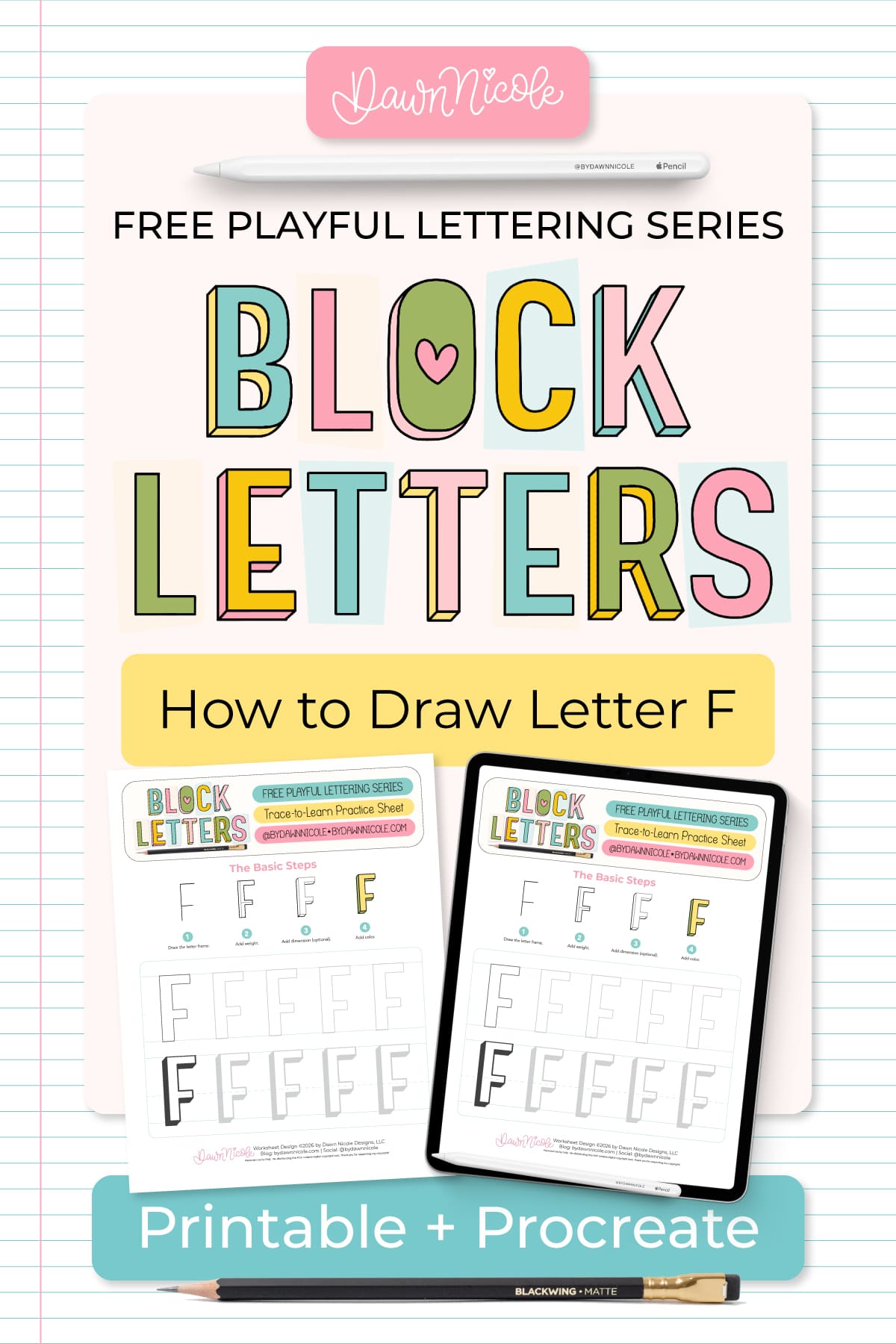 Learn how to draw the block letter F with a step-by-step tutorial. Plus, grab a free practice worksheet!
