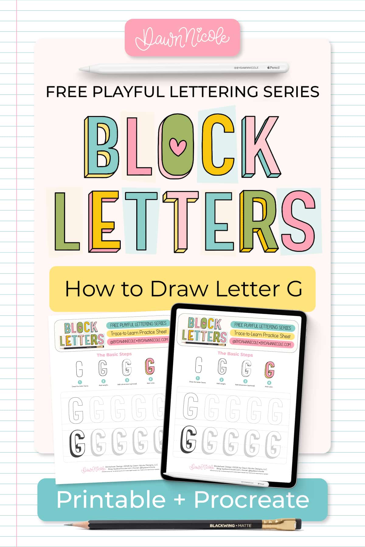 Learn how to draw the block letter G with a step-by-step tutorial. Plus, grab a free practice worksheet!