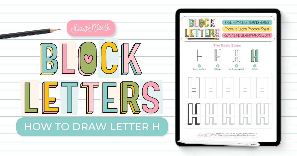 Learn how to draw the block letter H with a step-by-step tutorial. Plus, grab a free practice worksheet!