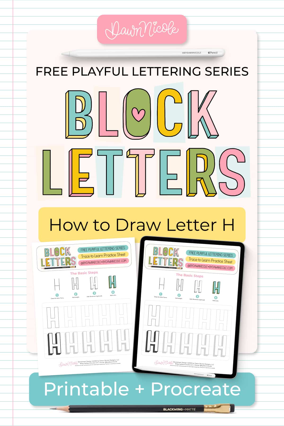 Learn how to draw the block letter H with a step-by-step tutorial. Plus, grab a free practice worksheet!