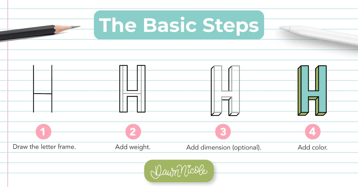 Learn how to draw the block letter H with a step-by-step tutorial. Plus, grab a free practice worksheet!