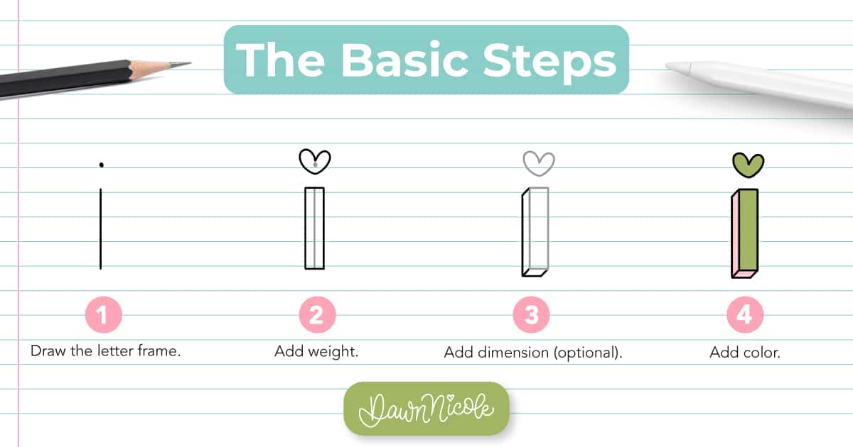 Learn how to draw the block letter I with a step-by-step tutorial.