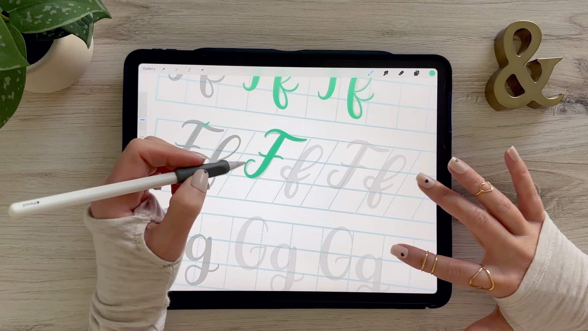 Learn to draw the letter F in this step-by-step brush calligraphy video tutorial for beginners. Follow along with paper or Procreate!