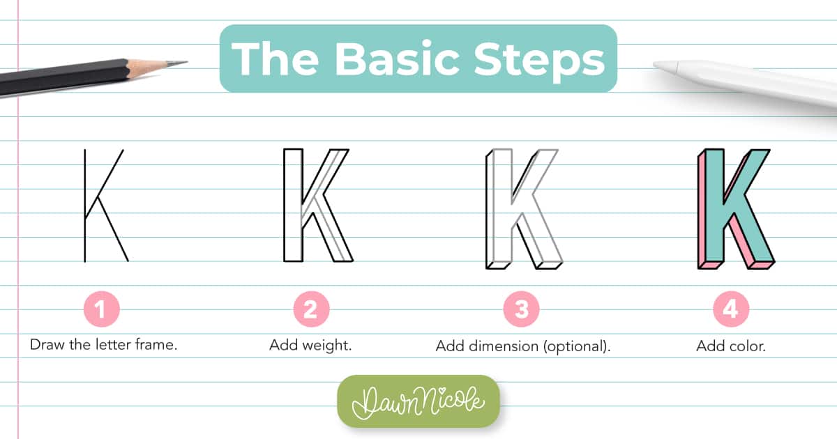 Learn how to draw the block letter K with a step-by-step tutorial. Plus, grab a free practice worksheet!