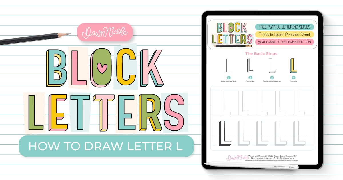 Block Letter L: How to Draw It (+ Free Worksheet). Learn how to draw the block letter L with a step-by-step tutorial.